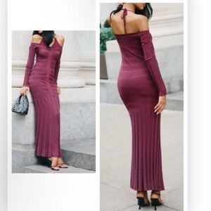 NWT Anthropologie Cold-Shoulder Knit Maxi Dress $238